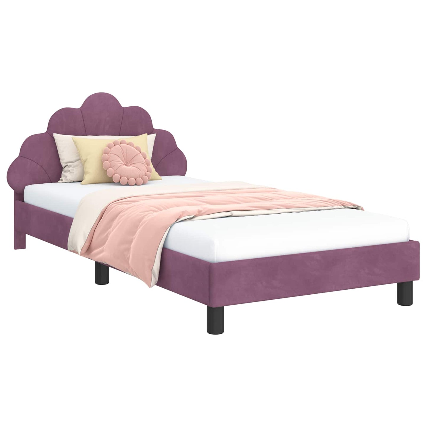 Struttura letto bambini con testata Viola 80 x 200 cm Velluto