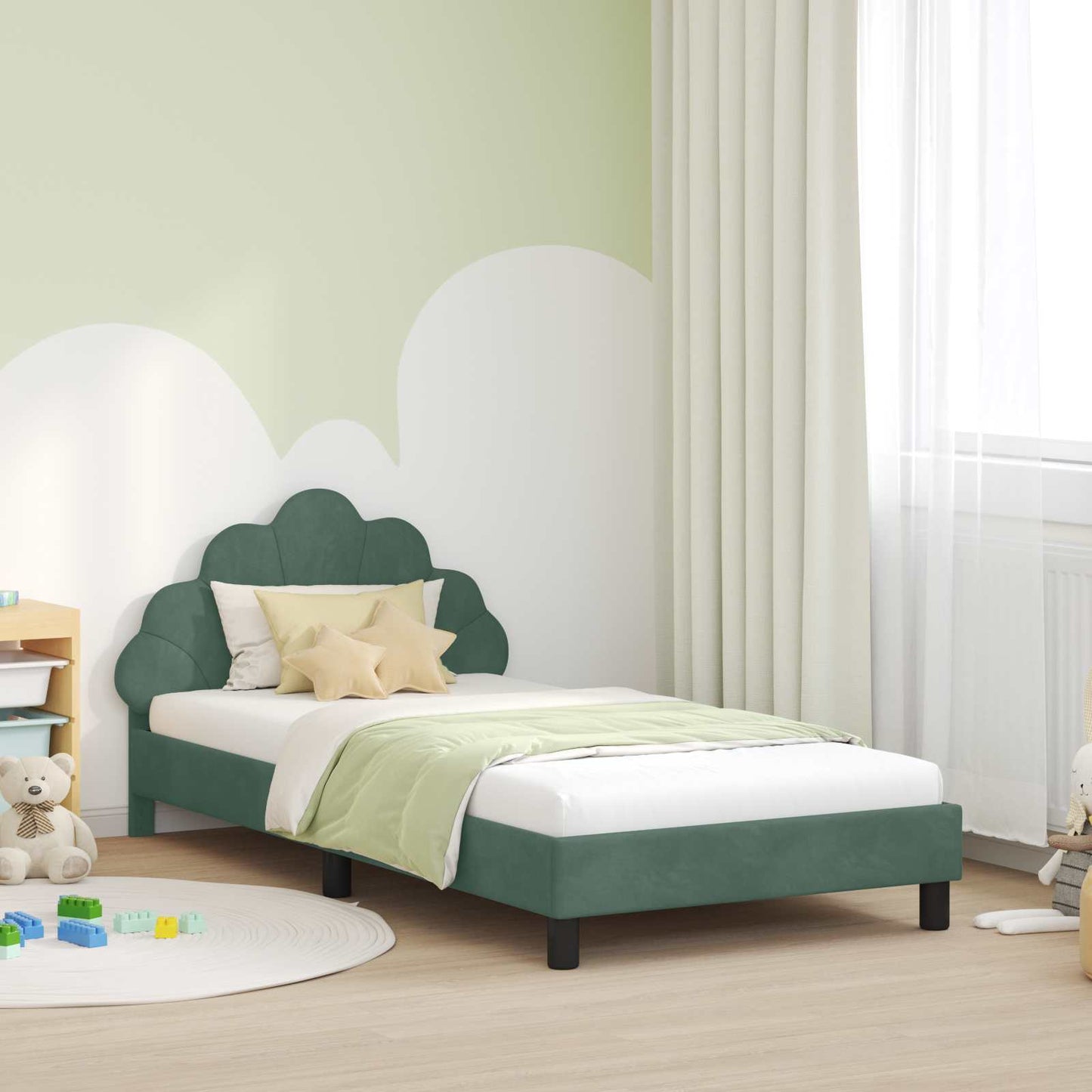 Struttura letto bambini con testata Verde Mare 80 x 200 cm