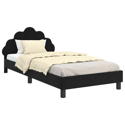 Struttura letto bambini con testata Nero 90 x 190 cm Velluto