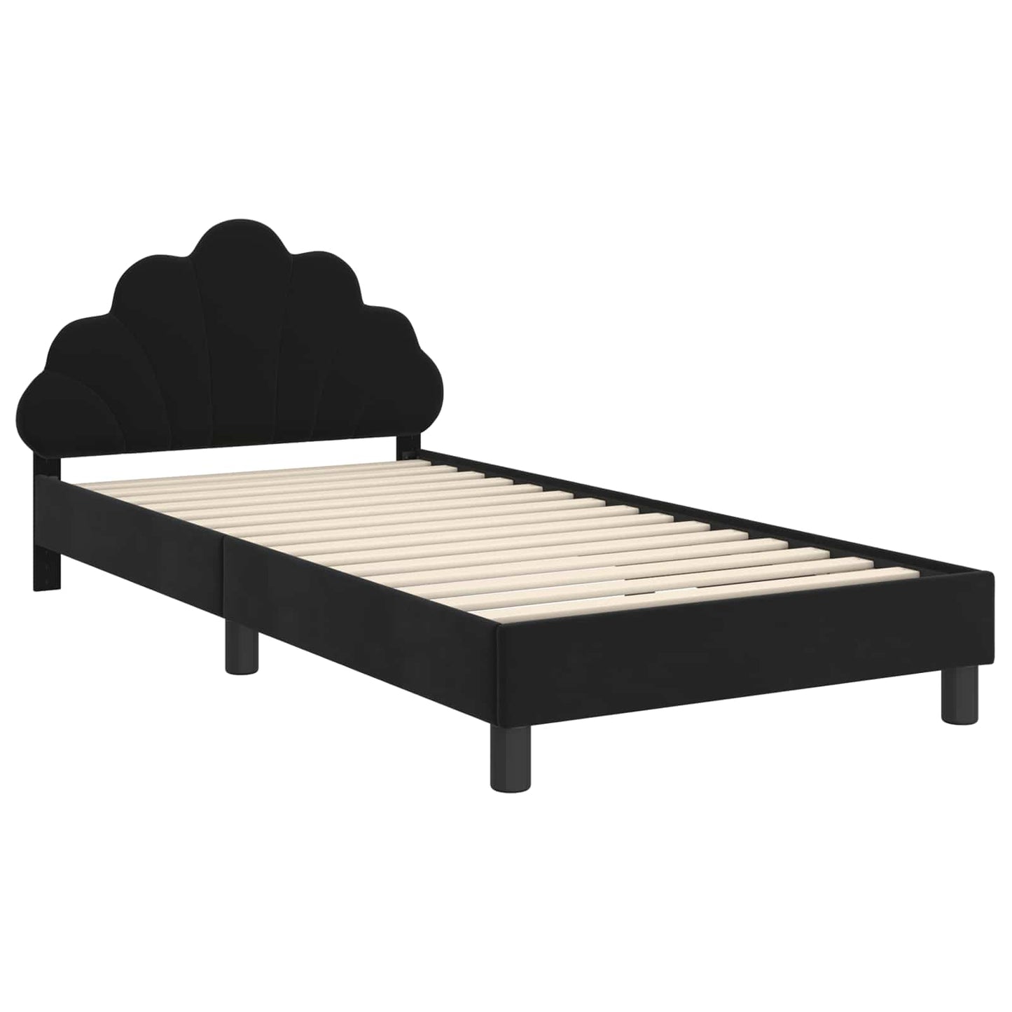 Struttura letto bambini con testata Nero 90 x 190 cm Velluto