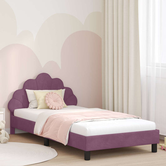 Struttura letto bambini con testata Viola 90 x 190 cm Velluto