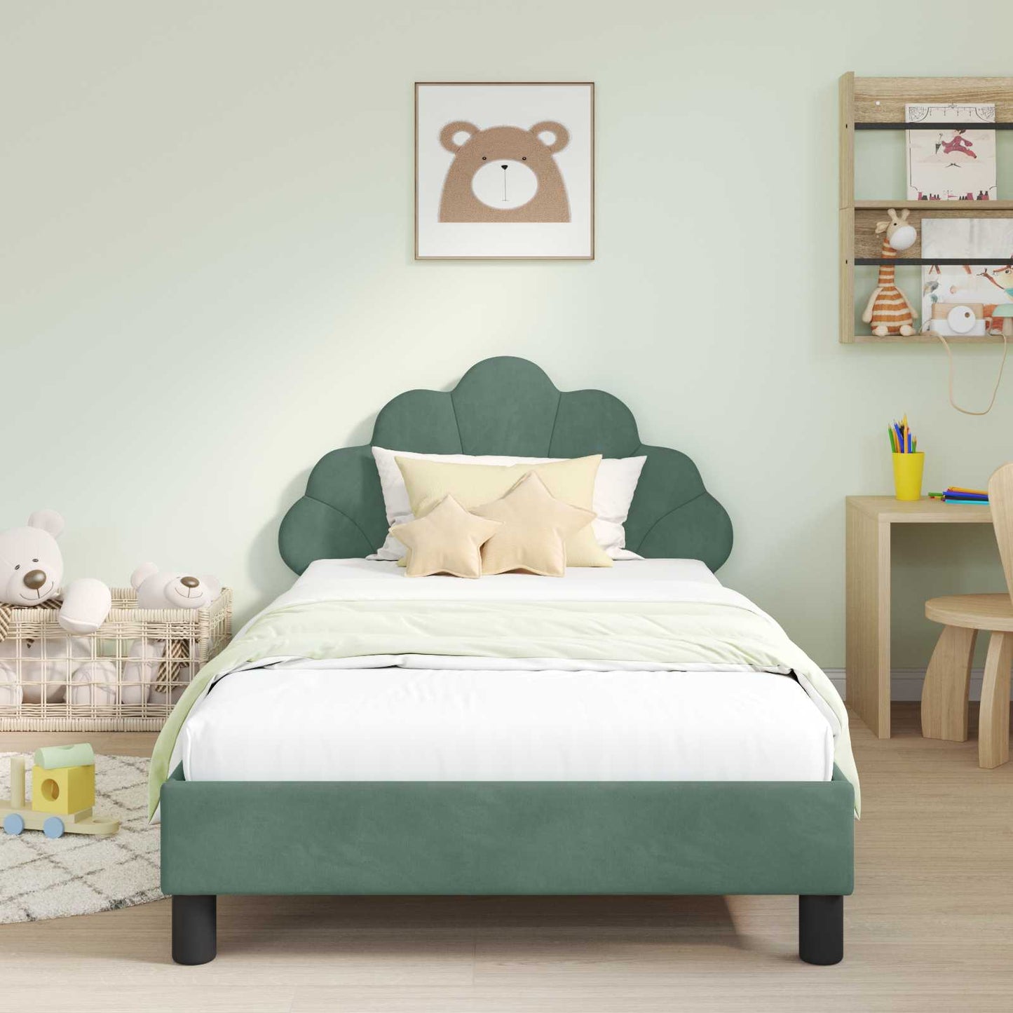 Struttura letto bambini con testata Verde Mare 90 x 190 cm