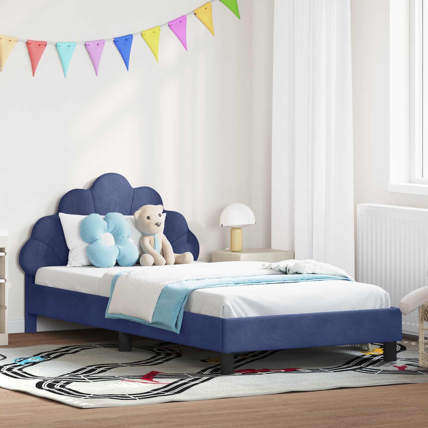 Struttura letto bambini con testata Blu Polizia 90 x 190 cm