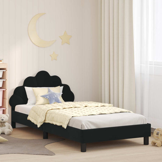 Struttura letto bambini con testata Nero 90 x 200 cm Velluto
