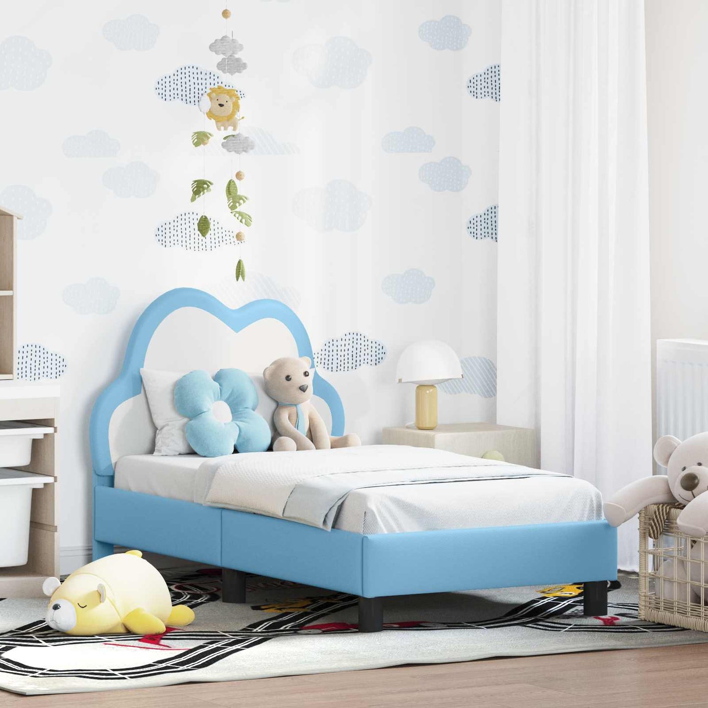 Struttura letto per bambini con testata Blu 70 x 140 cm PU