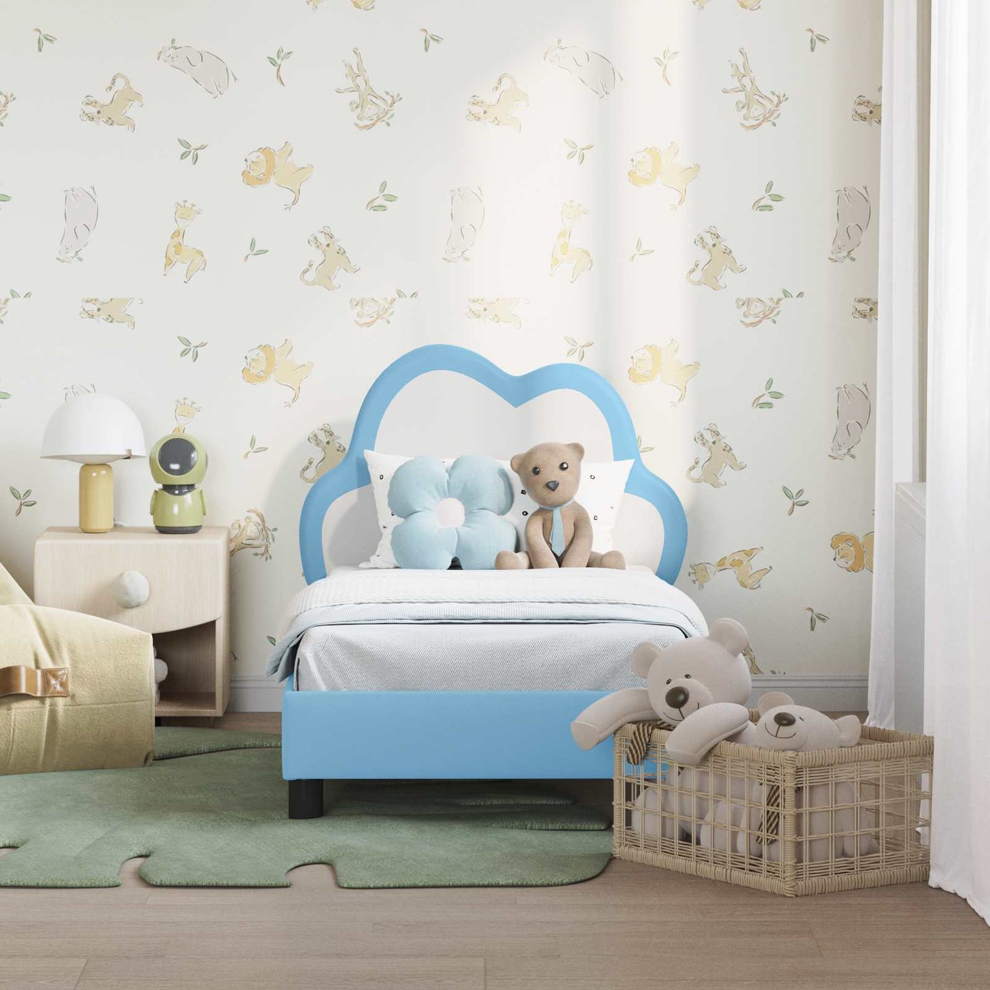 Struttura letto per bambini con testata Blu 70 x 140 cm PU