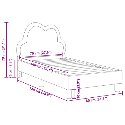 Struttura letto per bambini con testata Grigio Chiaro PU | homemem39