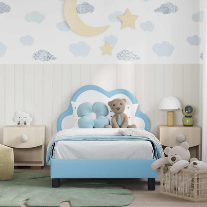 Struttura letto bambini con testata Blu 80 x 160 cm PU