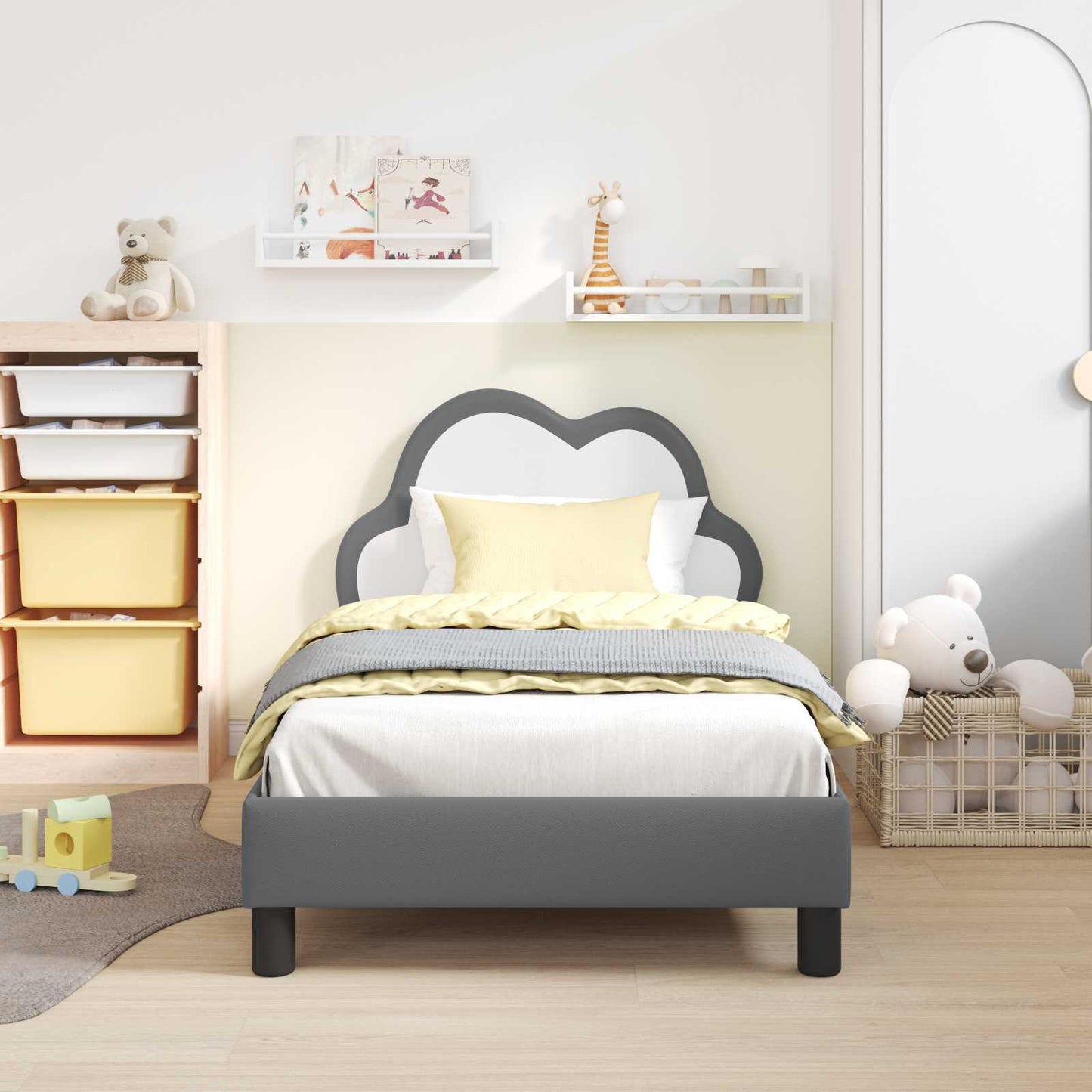 Struttura letto bambini con testata Grigio chiaro 80 x 160 cm