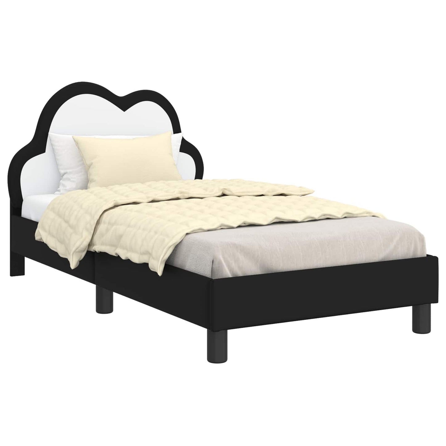 Struttura letto bambini con testata Nero 80 x 160 cm PU