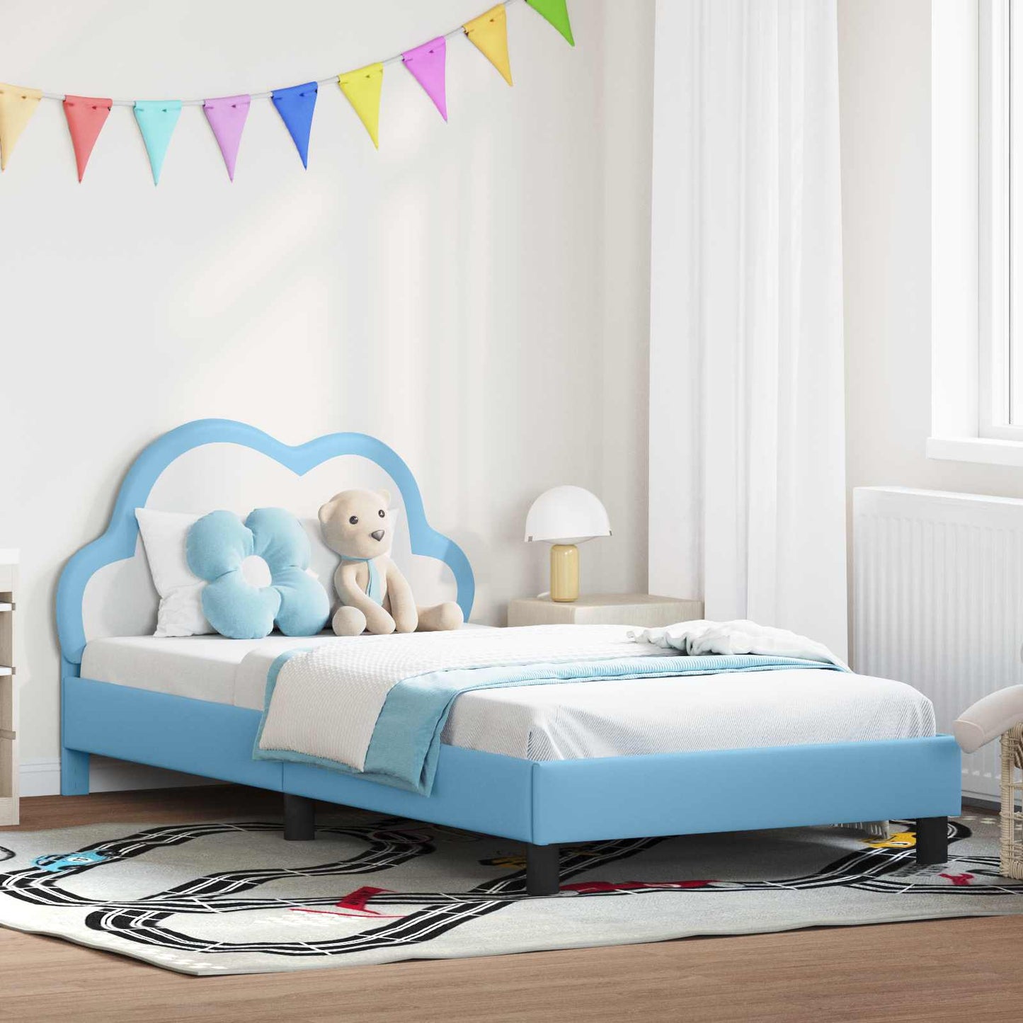 Struttura letto bambini con testata Blu 80 x 200 cm PU