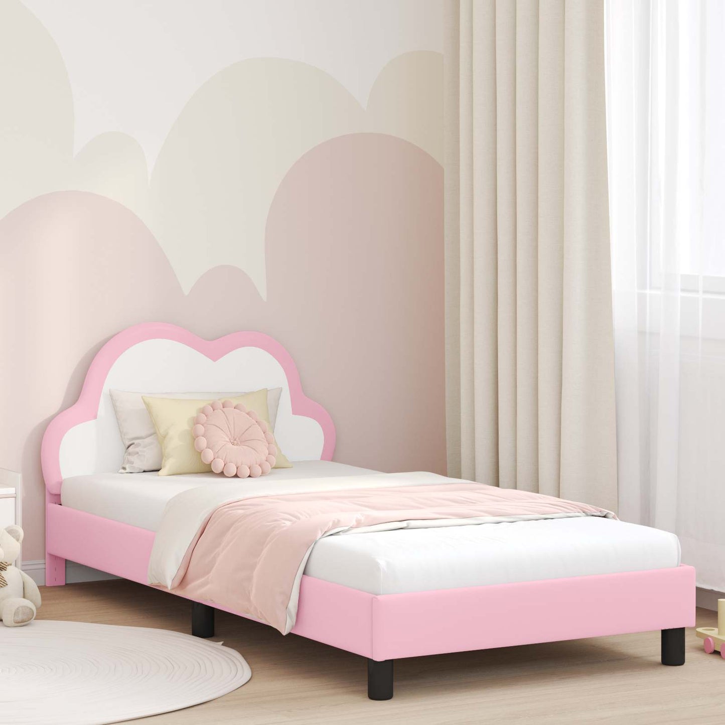 Struttura letto bambini con testata Rosa 90 x 190 cm PU