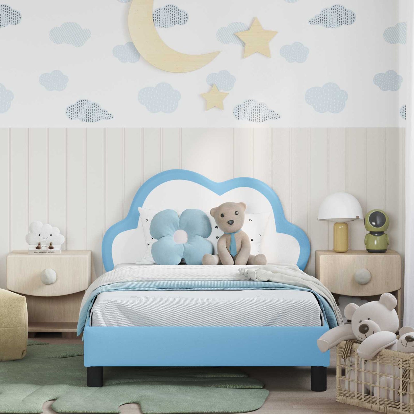 Struttura letto bambini con testata Blu 90 x 200 cm PU