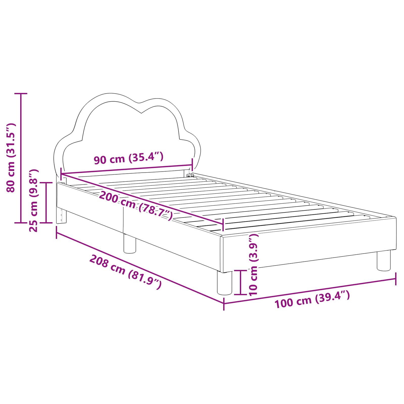 Struttura letto bambini con testata Blu 90 x 200 cm PU | homemem39