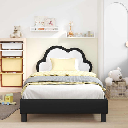 Struttura letto bambini con testata Nero 90 x 200 cm PU