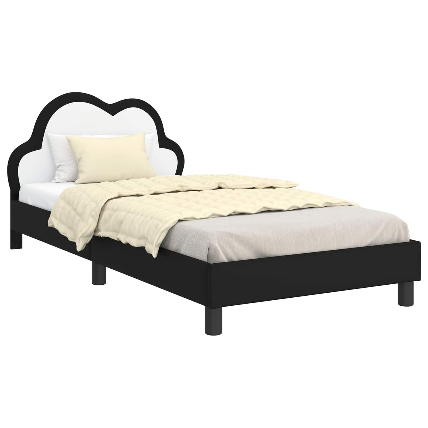 Struttura letto bambini con testata Nero 90 x 200 cm PU