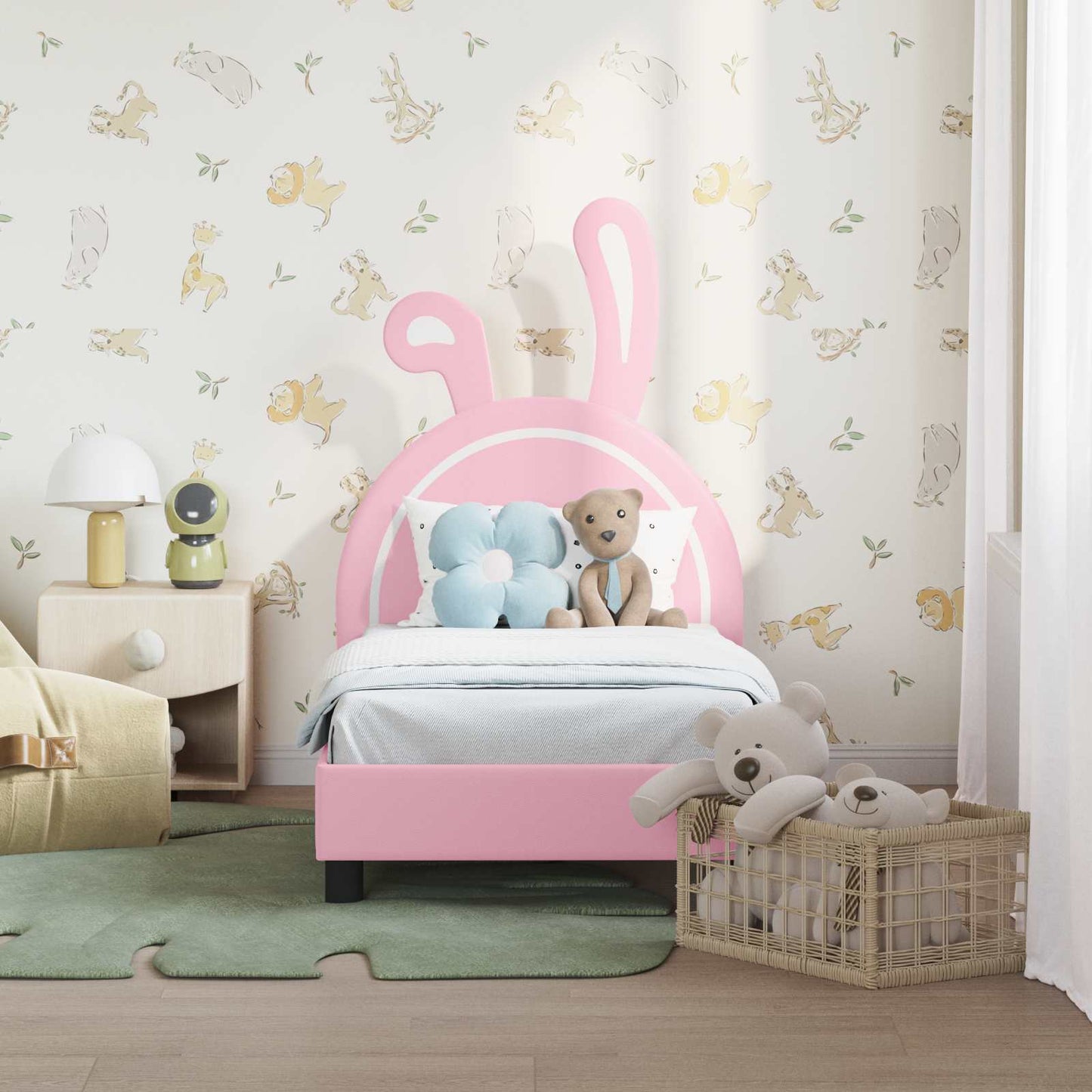 Struttura letto per bambini con testata Rosa 70 x 140 cm PU