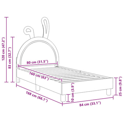 Struttura letto bambini con testata Bianco 80 x 160 cm PU