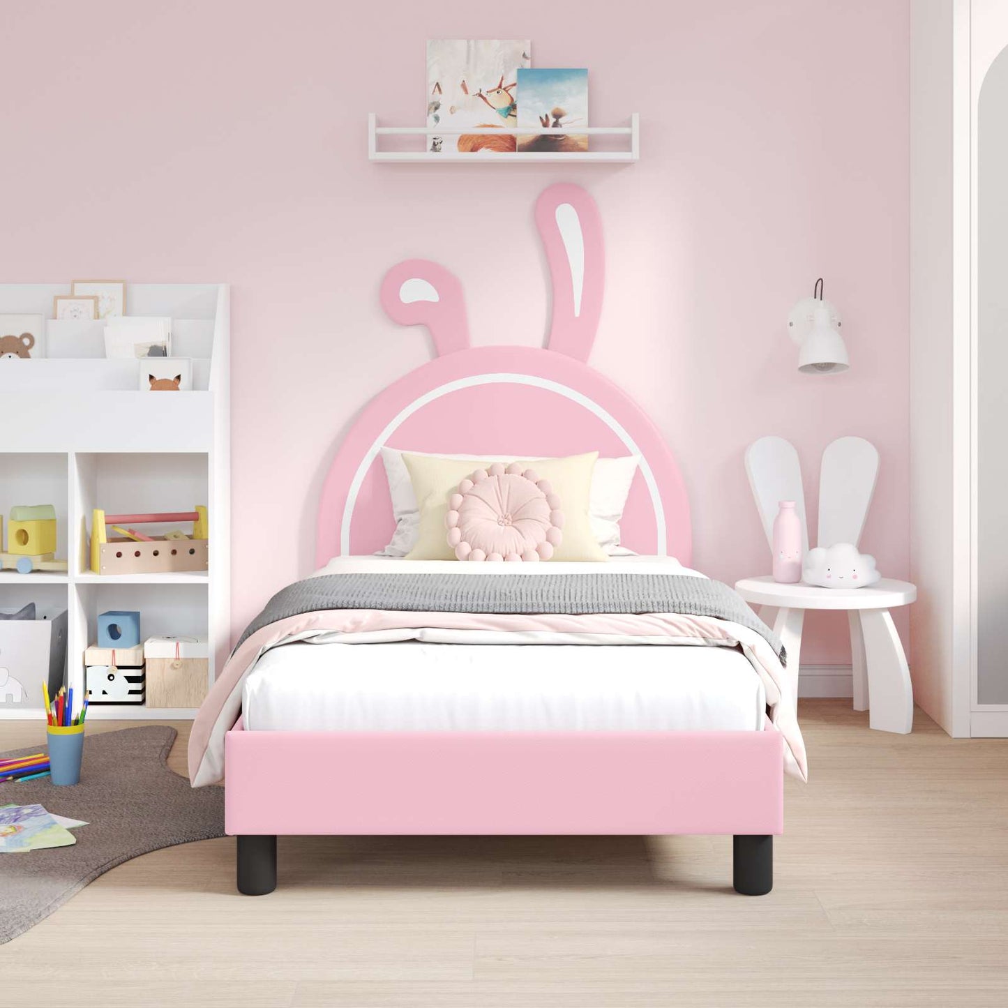 Struttura letto bambini con testata Rosa 80 x 160 cm PU