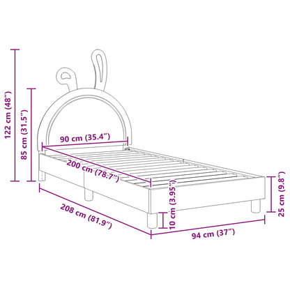 Struttura letto bambini con testata Grigio chiaro 90 x 200 cm