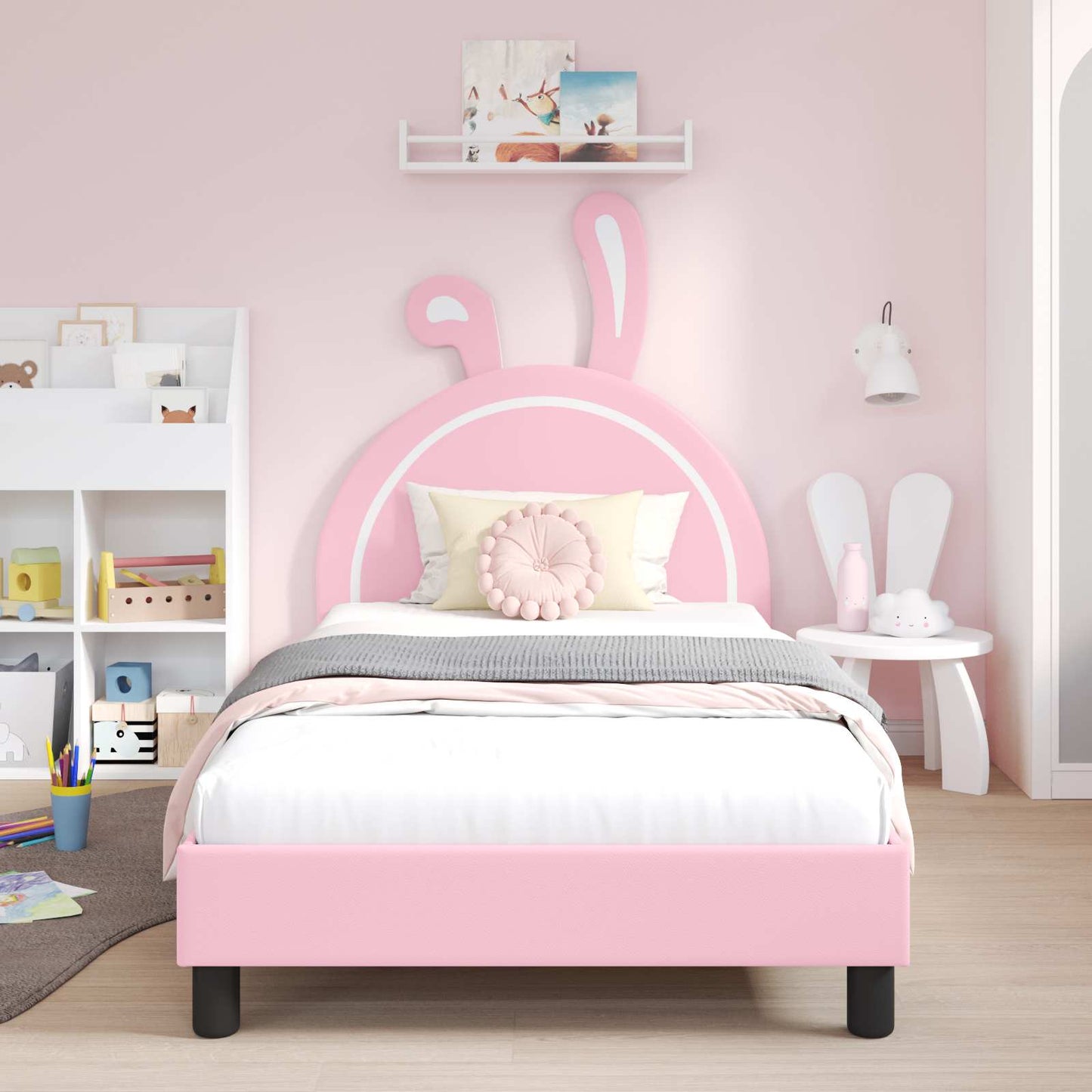 Struttura letto bambini con testata Rosa 90 x 200 cm PU