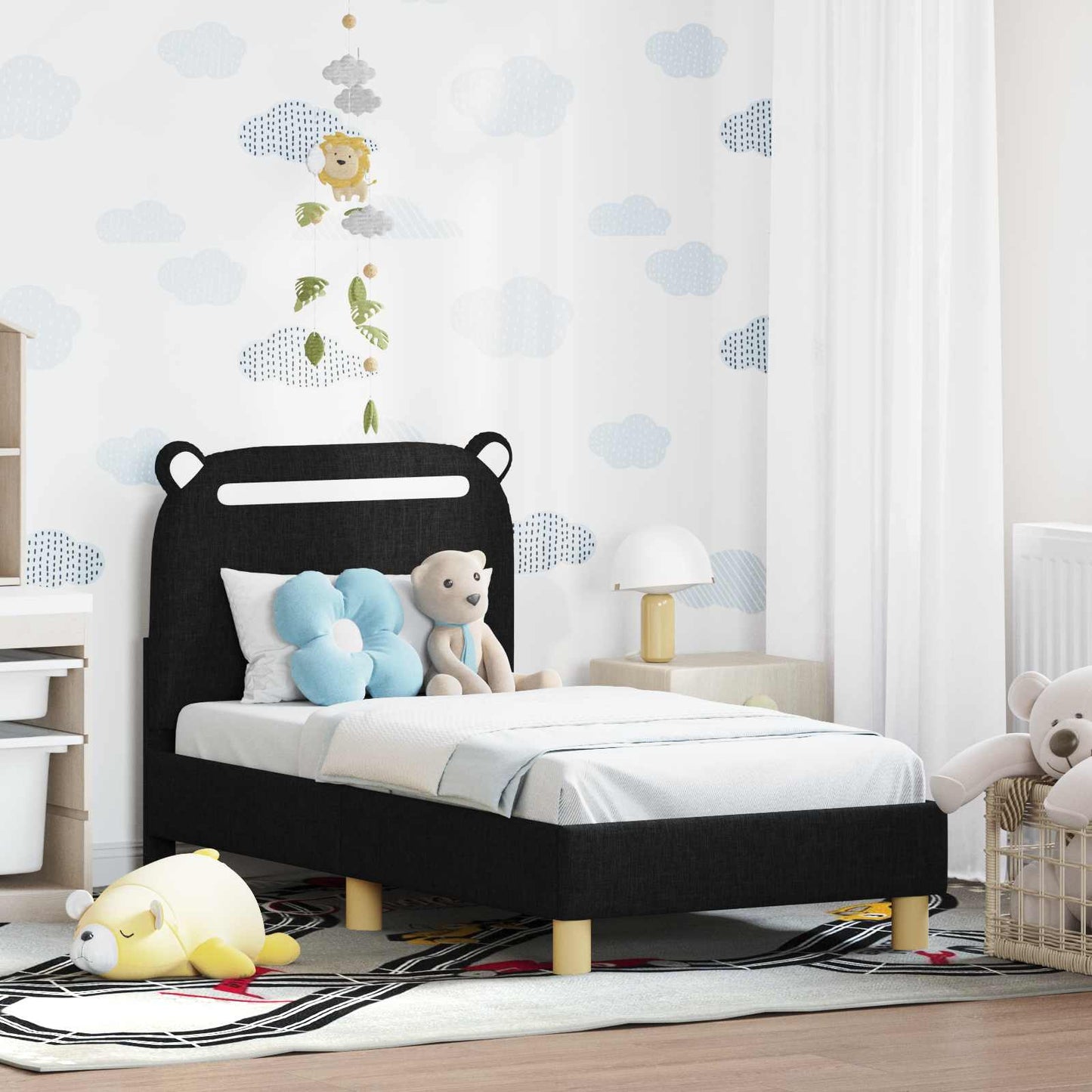Struttura letto per bambini con testata Nero 70 x 140 cm