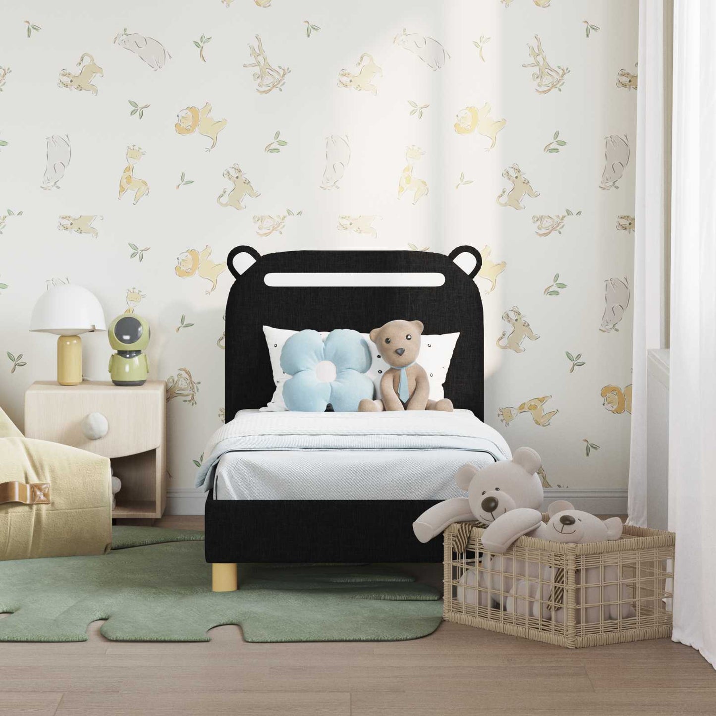 Struttura letto per bambini con testata Nero 70 x 140 cm