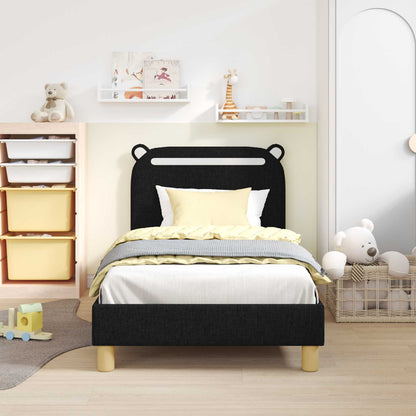 Struttura letto bambini con testata Nero 80 x 160 cm Tessuto