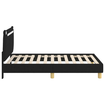 Struttura letto bambini con testata Nero 80 x 160 cm Tessuto