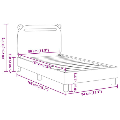 Struttura letto bambini con testata Rosa 80 x 160 cm Tessuto