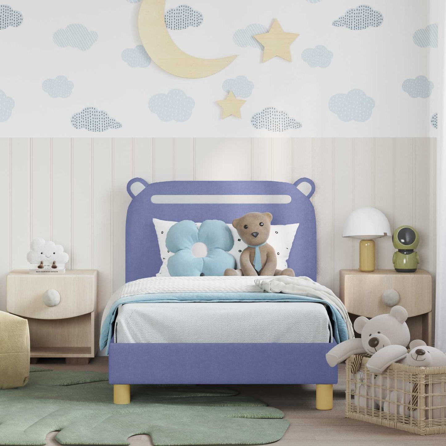 Struttura letto bambini con testata Blu jeans 80 x 160 cm
