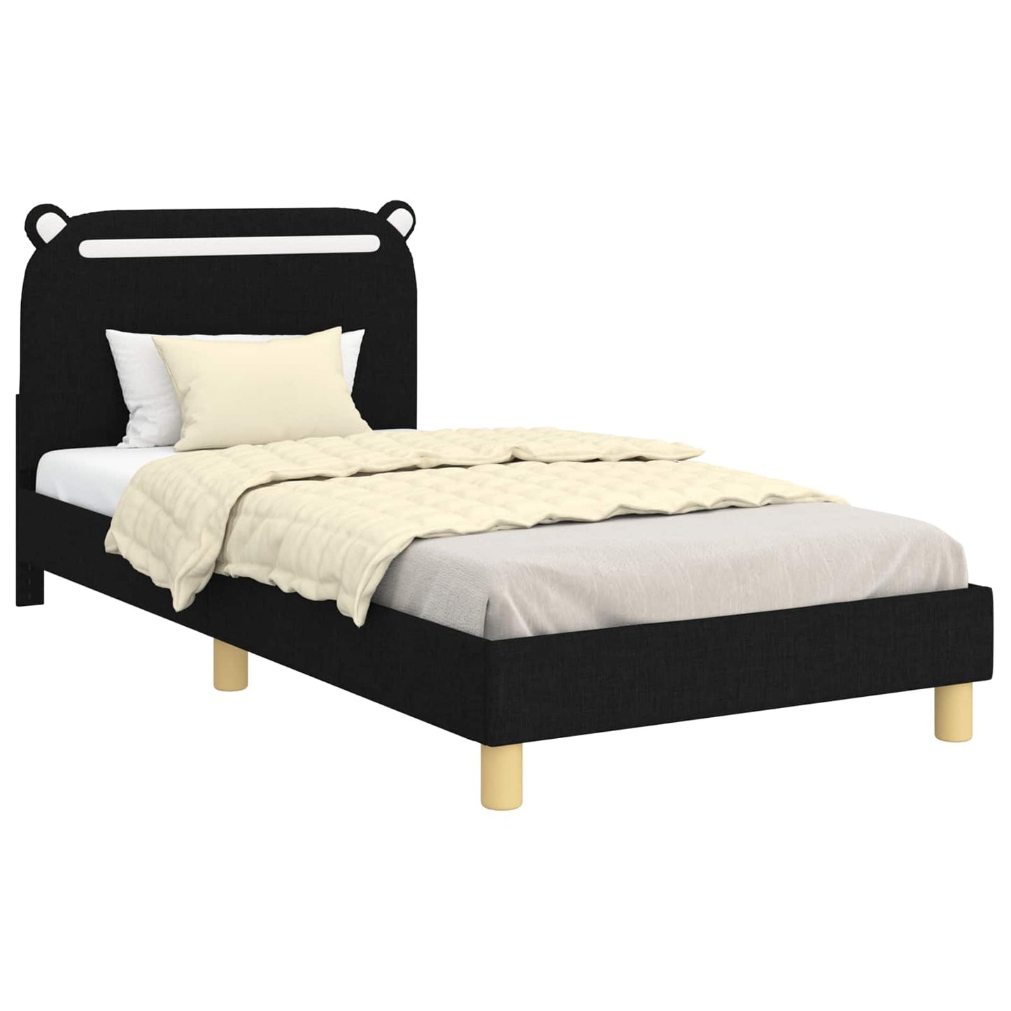 Struttura letto bambini con testata Nero 80 x 200 cm Tessuto