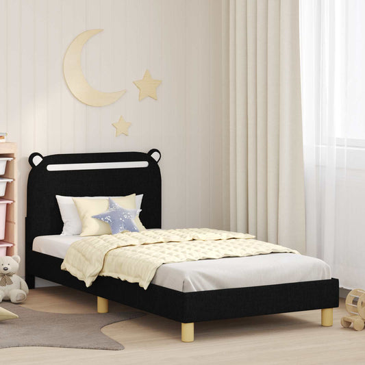 Struttura letto bambini con testata Nero 90 x 190 cm Tessuto