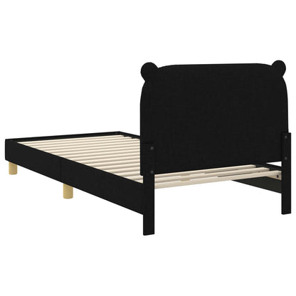 Struttura letto bambini con testata Nero 90 x 190 cm Tessuto
