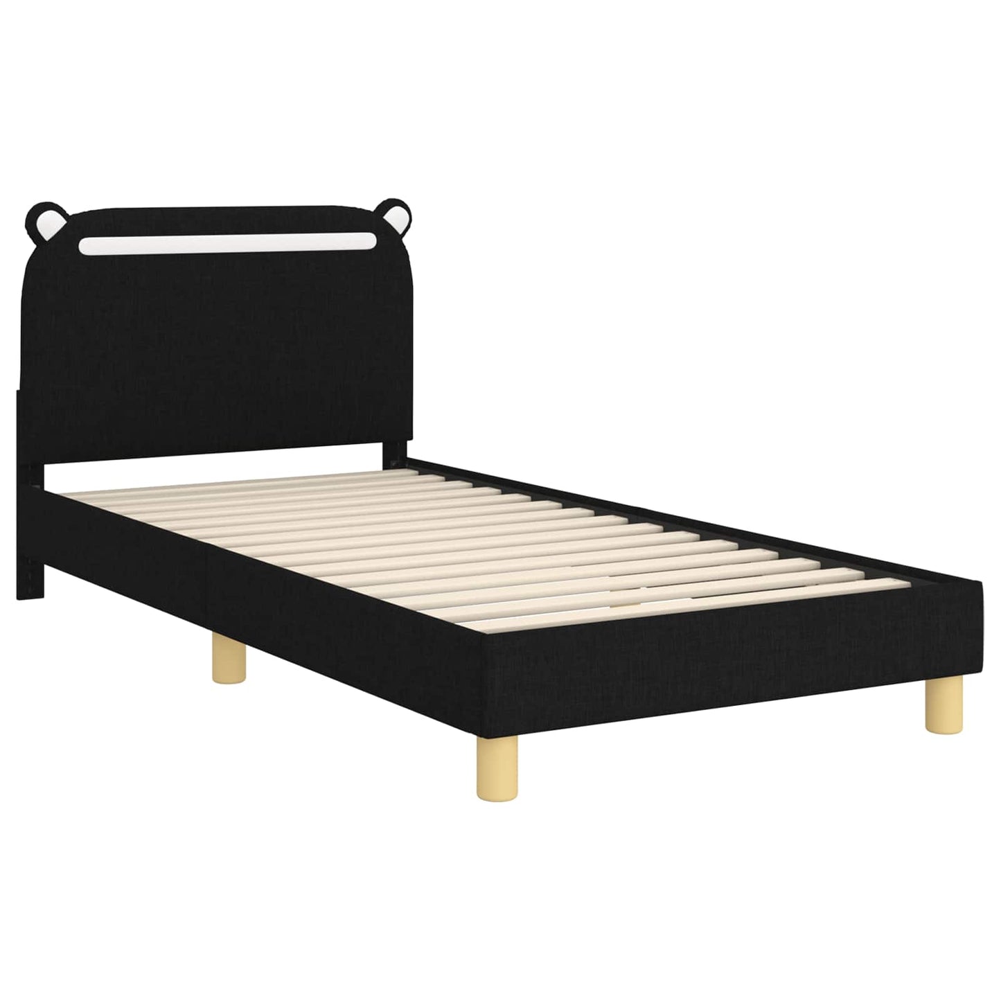 Struttura letto bambini con testata Nero 90 x 200 cm Tessuto