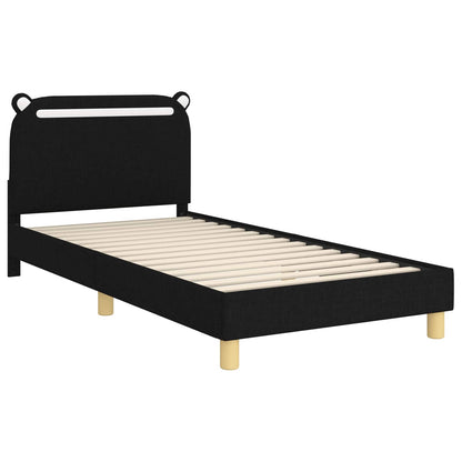 Struttura letto bambini con testata Nero 90 x 200 cm Tessuto