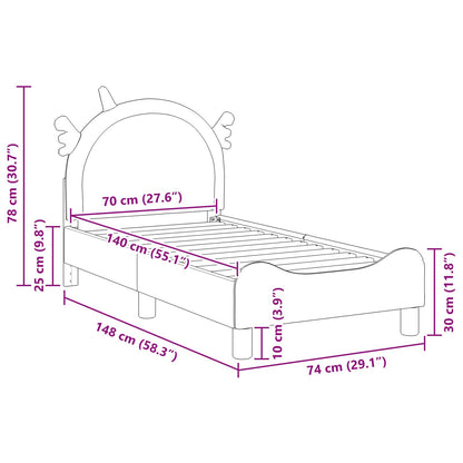 Struttura letto per bambini con testata Rosa 70 x 140 cm PU | homemem39