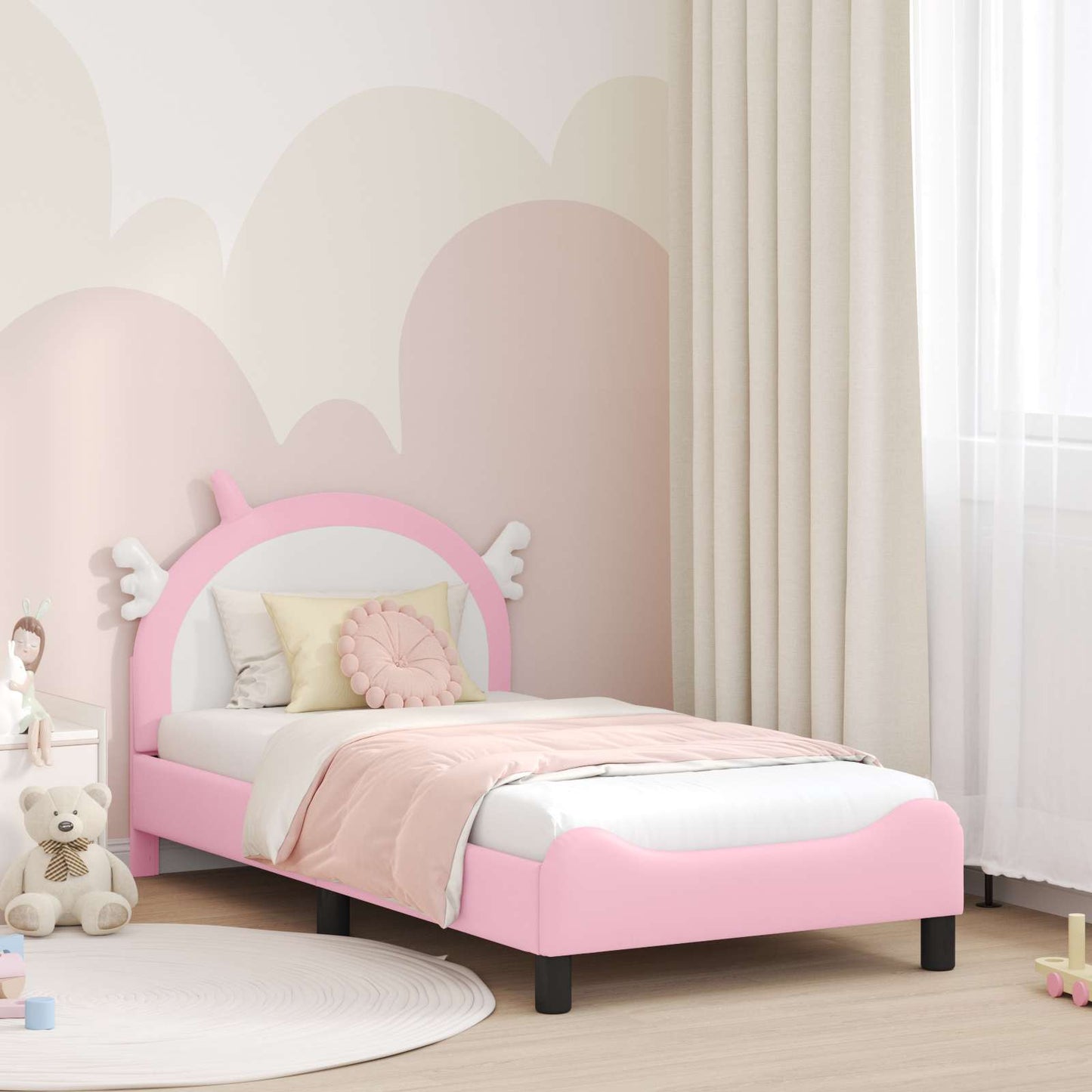 Struttura letto bambini con testata Rosa 80 x 160 cm PU