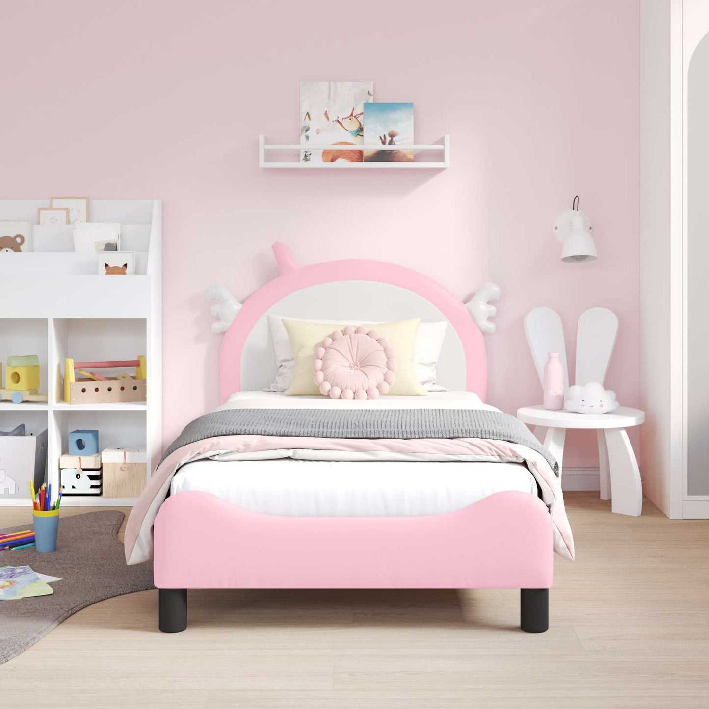 Struttura letto bambini con testata Rosa 80 x 160 cm PU