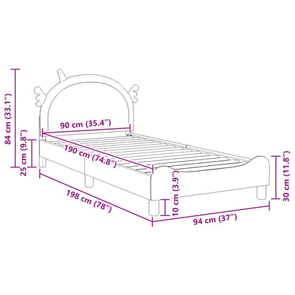 Struttura letto bambini con testata Rosa 90 x 190 cm PU