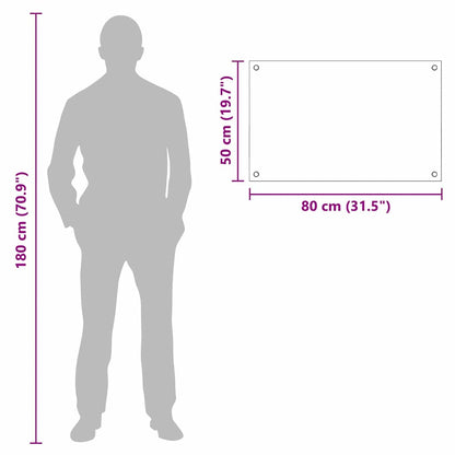 Rivestimento da Cucina Nero 80 x 50 x 0.8 cm vetro temperato