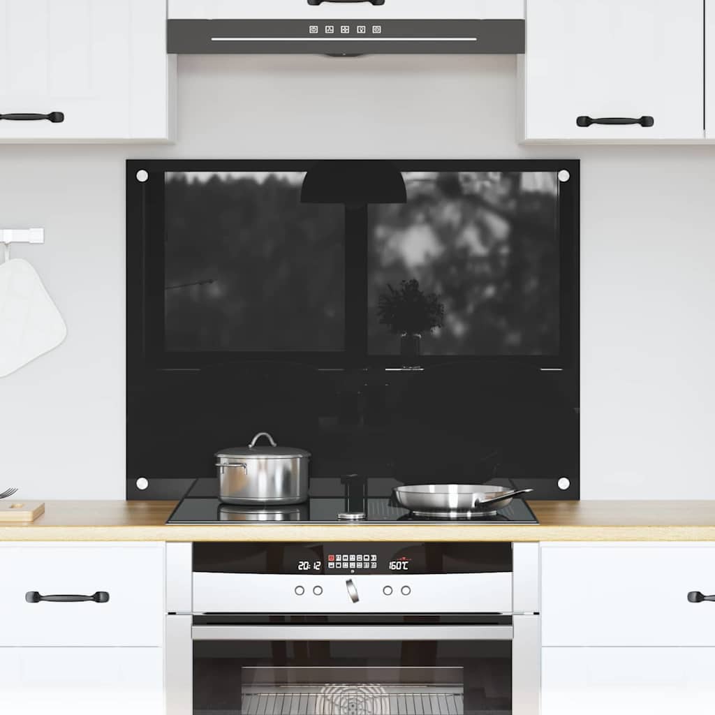 Rivestimento da Cucina Nero 80 x 60 x 0.8 cm vetro temperato