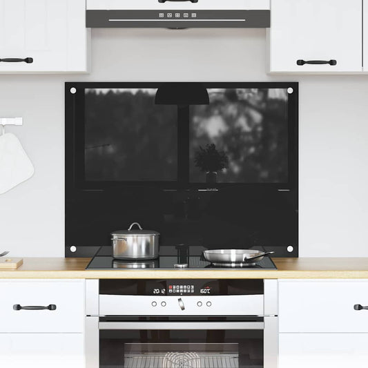 Rivestimento da Cucina Nero 80 x 60 x 0.8 cm vetro temperato