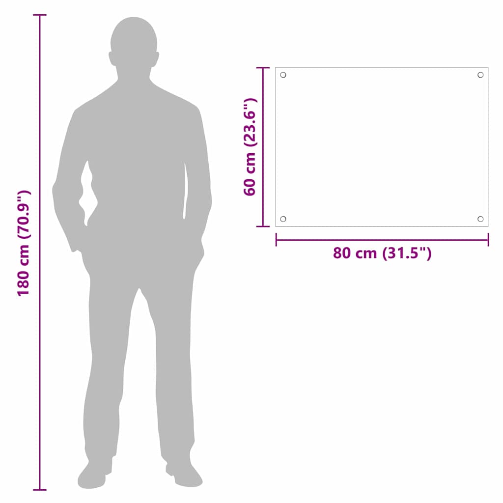 Rivestimento da Cucina Nero 80 x 60 x 0.8 cm vetro temperato