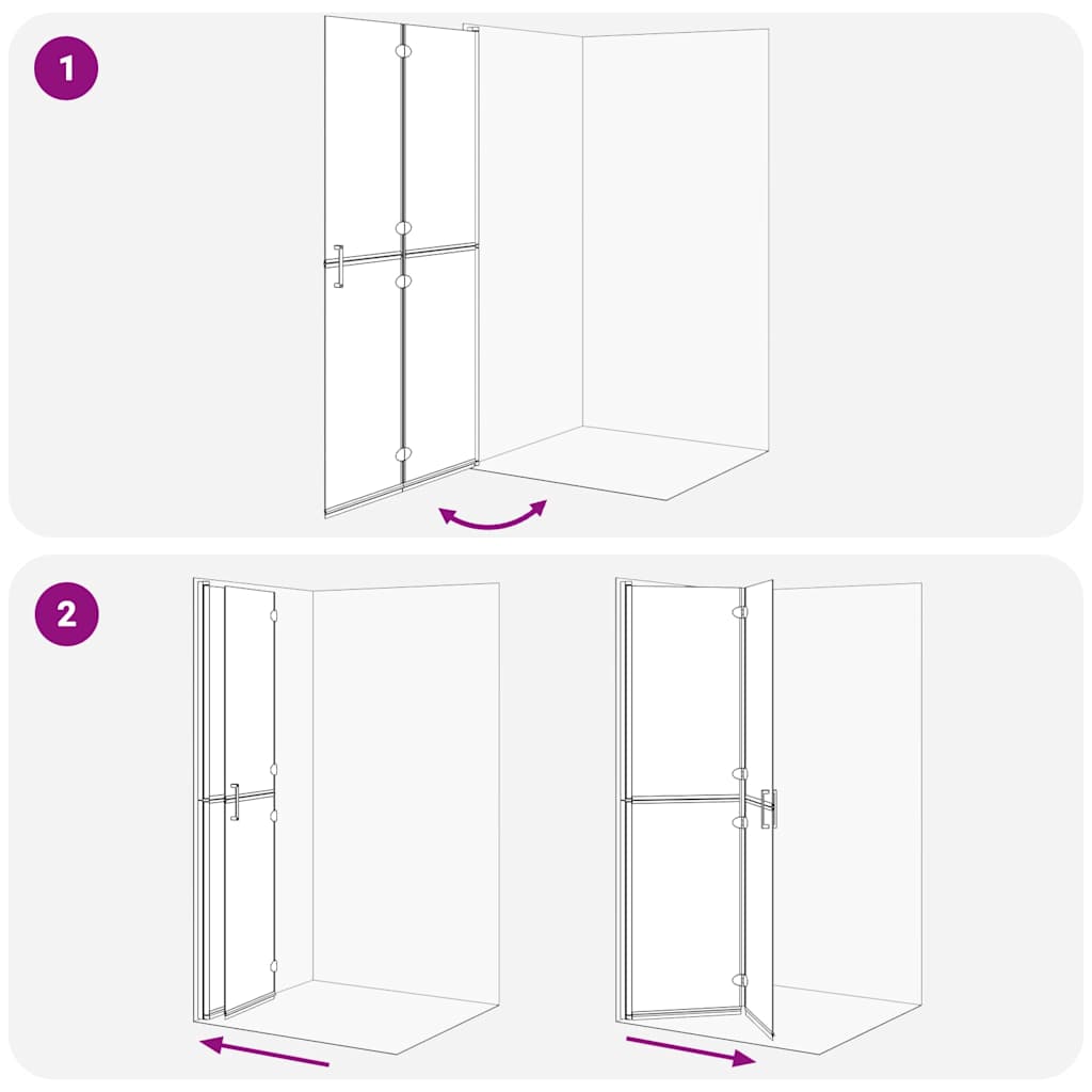 Parete doccia Walk-in Nero e trasparente scuro 100 x 190 cm - homemem39