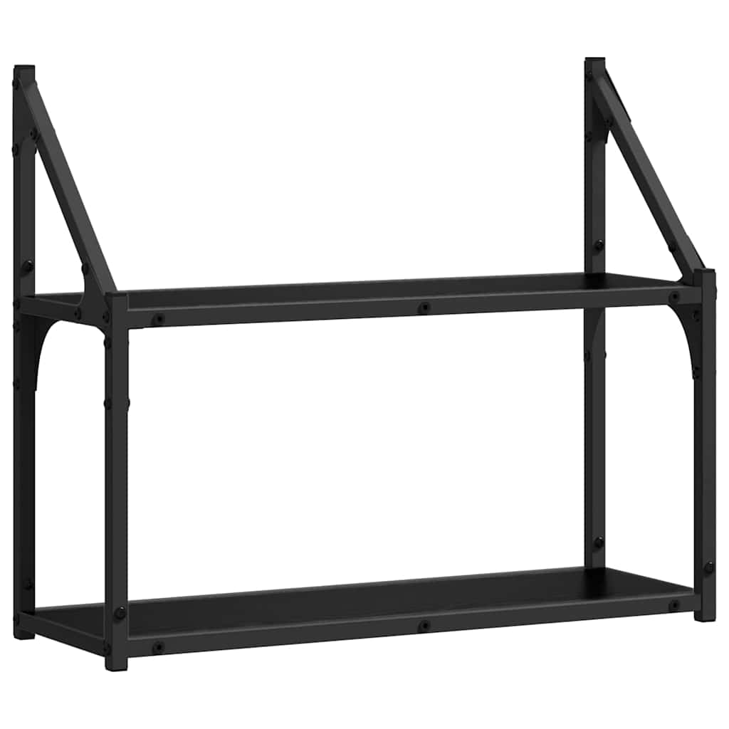Scaffale da parete con lo scaffale Rovere nero 60 x 21 x 51 cm | homemem39