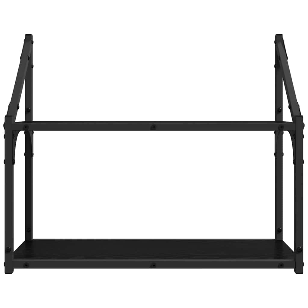 Scaffale da parete con lo scaffale Rovere nero 60 x 21 x 51 cm | homemem39