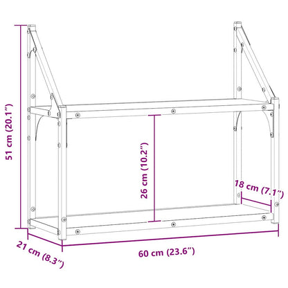 Scaffale da parete con lo scaffale Rovere nero 60 x 21 x 51 cm | homemem39