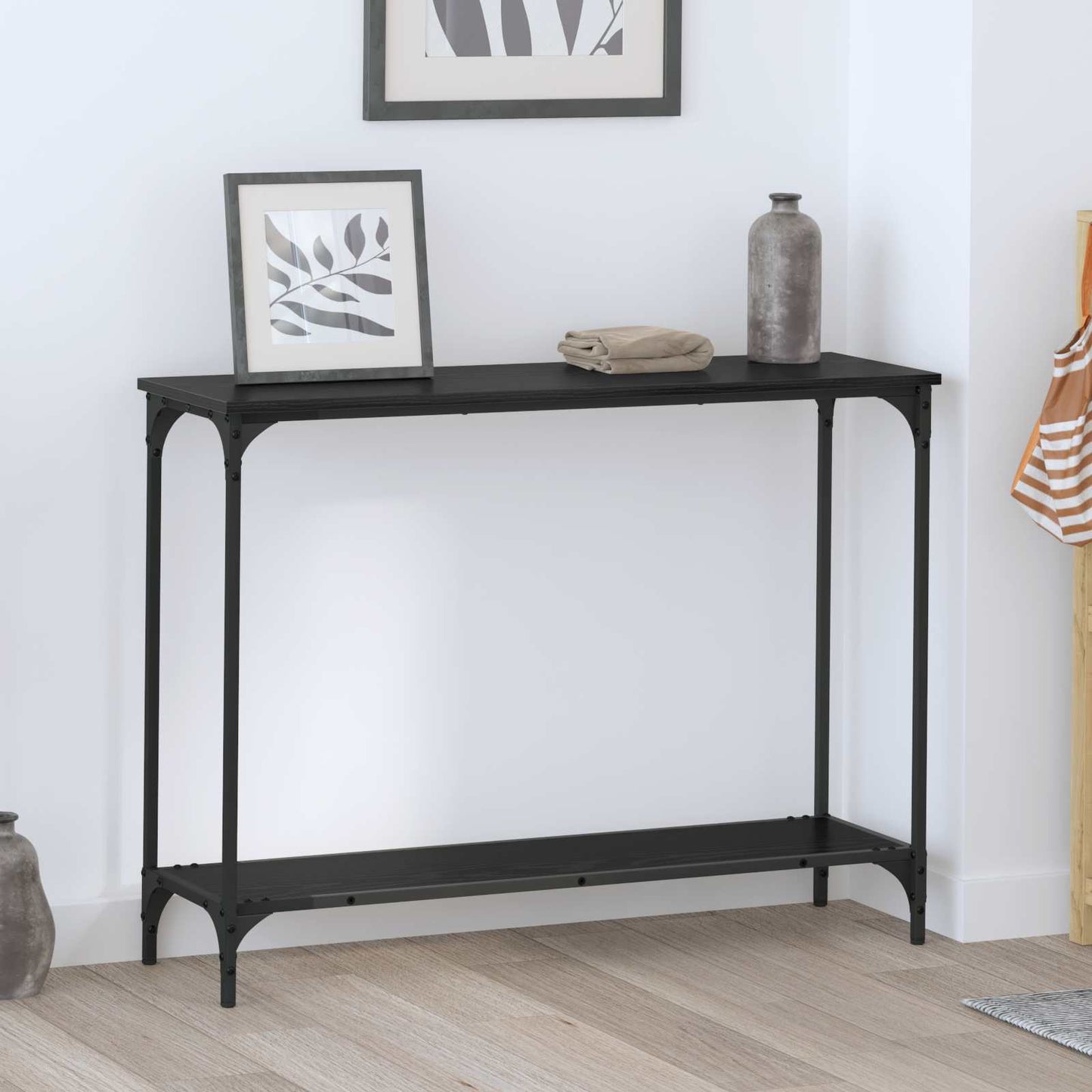 Tavolo consolle con lo scaffale Rovere nero 101 x 30.5 x 75 cm | homemem39