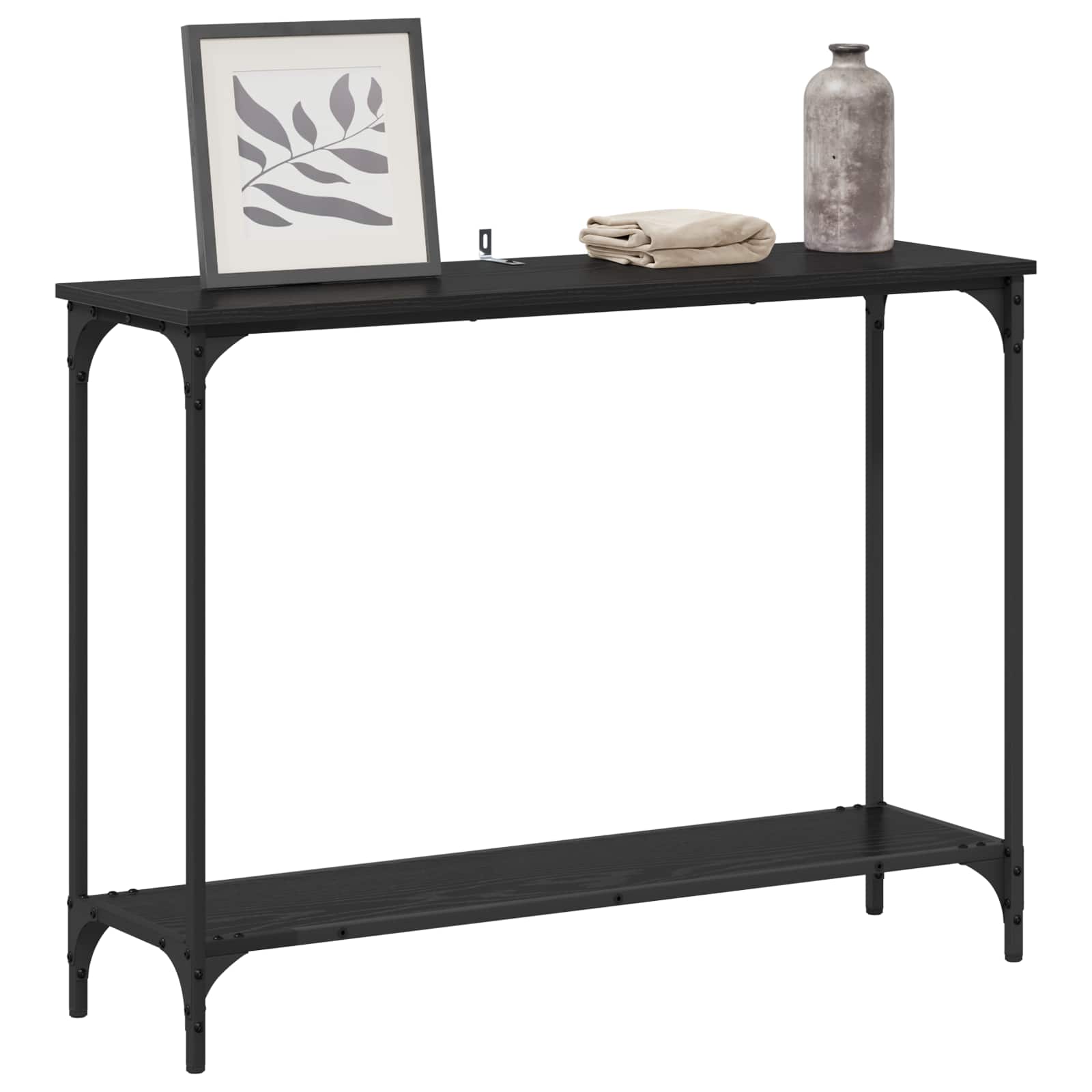 Tavolo consolle con lo scaffale Rovere nero 101 x 30.5 x 75 cm | homemem39